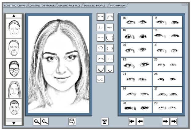 Photo logiciel composite facial pour reconstruire le visage d39une personne suspecte