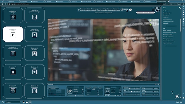 Un logiciel d'intelligence artificielle qui transforme un texte en vidéo d'une femme écrivant des lignes de code.