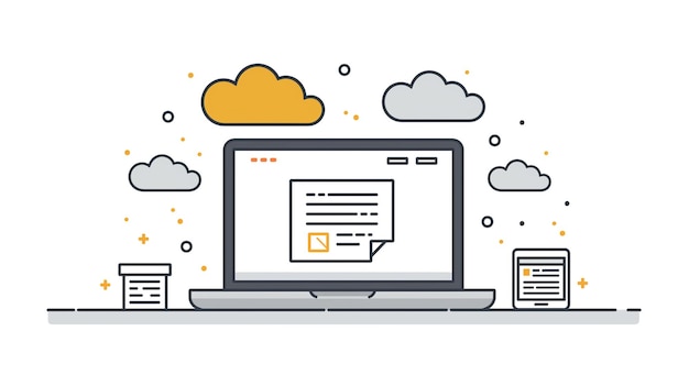 Login du concept de nuage informatique sur l'écran de l'ordinateur