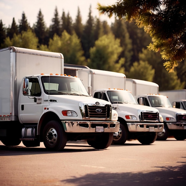 Photo logistique du transport routier par rangée de camions