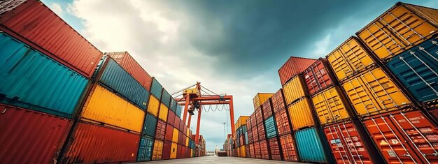 Logistique des terminaux de conteneurs Containers de fret empilés avec des élévateurs supérieurs