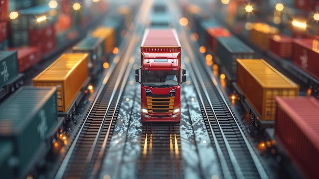 Logistique et transport pour les industries logistiques d'importation, d'exportation et de transport utilisant des trains à conteneurs et des camions