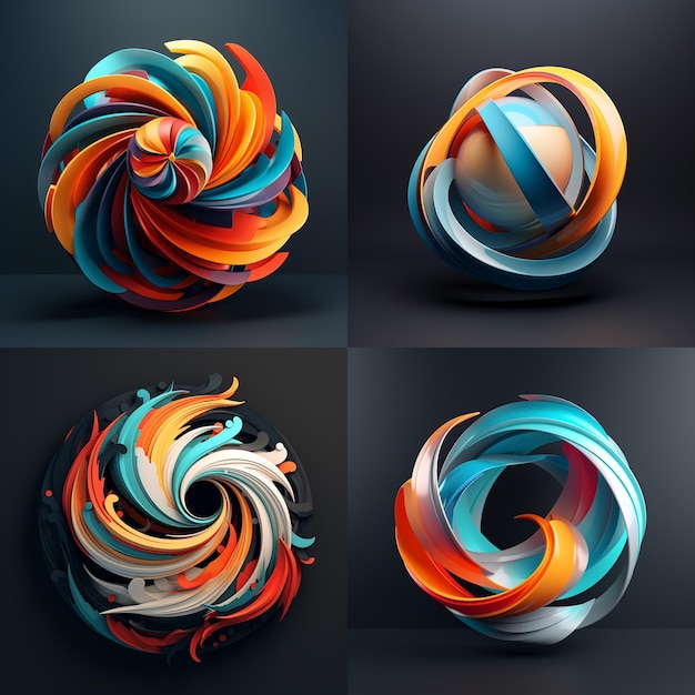 Logo 3D avec une forme de spirale colorée unique