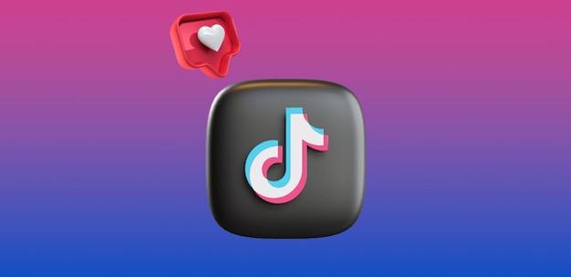 Photo le logo 3d de tiktok avec un like 3d