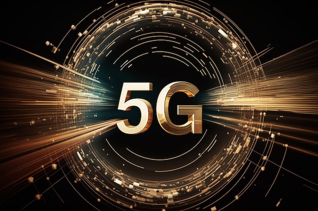 Un logo 5g doré sur fond noir