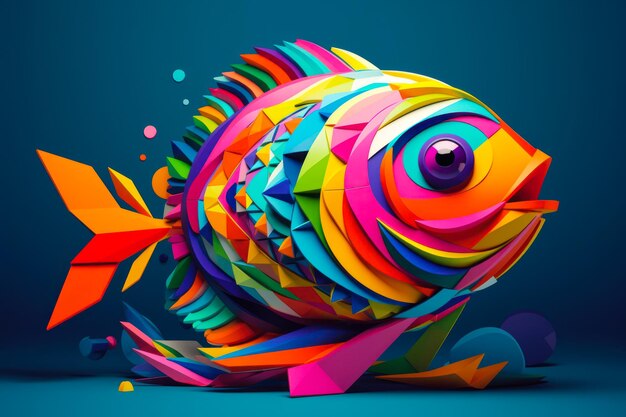 Logo abstrait coloré en forme de poisson ai génératif