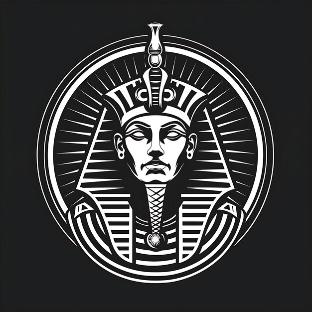 Photo logo de l'ancien pharaon égyptien avec ankh et uraeus pour la décoration de t-shirt tatouage encre contour cnc conception