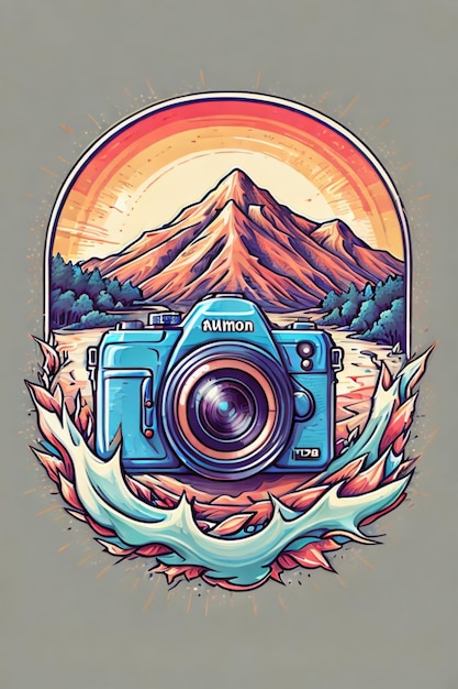 sur le logo de l'appareil photo Illustration détaillée mountain splash 10