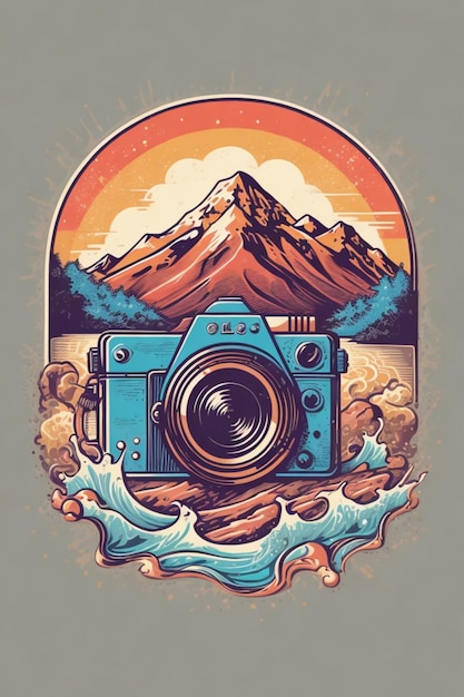 sur le logo de l'appareil photo Illustration détaillée mountain splash 16