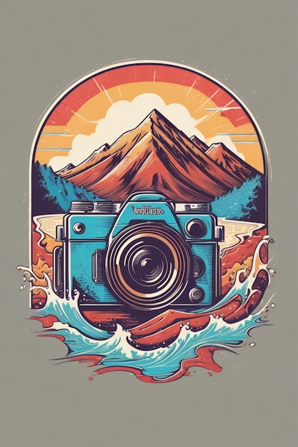 sur le logo de l'appareil photo Illustration détaillée mountain splash 18