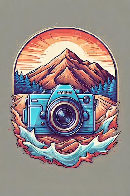 sur le logo de l'appareil photo Illustration détaillée splash de montagne 13