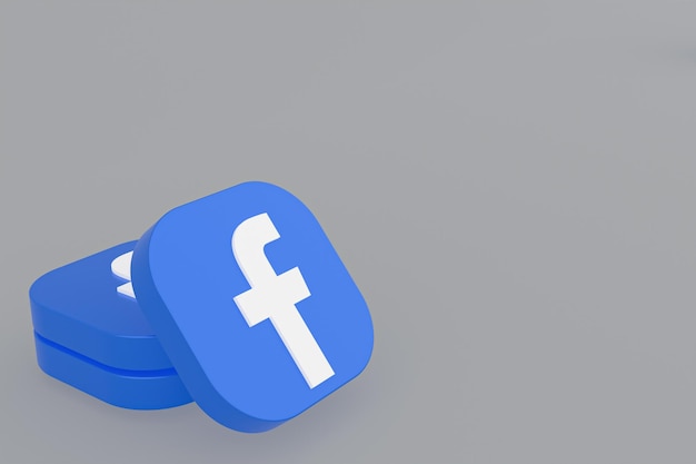 Logo de l'application Facebook rendu 3d sur fond gris