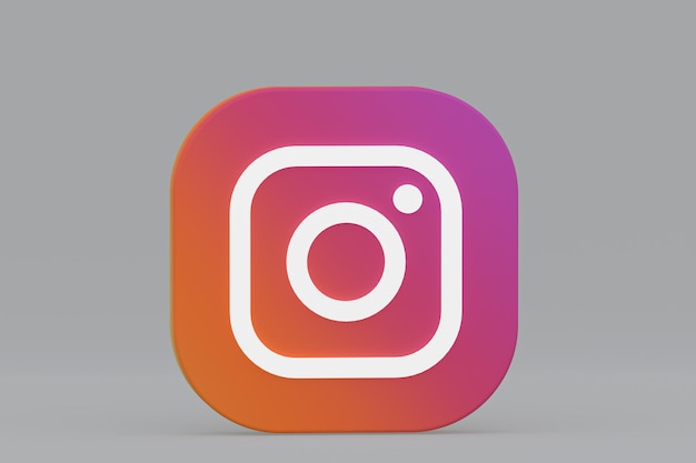 Logo de l'application Instagram rendu 3d sur fond gris