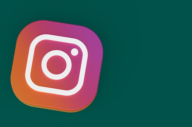 Logo de l'application Instagram rendu 3d sur fond vert