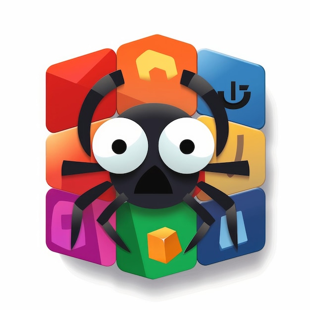 Logo d'application moderne avec dessin animé Spider Lego