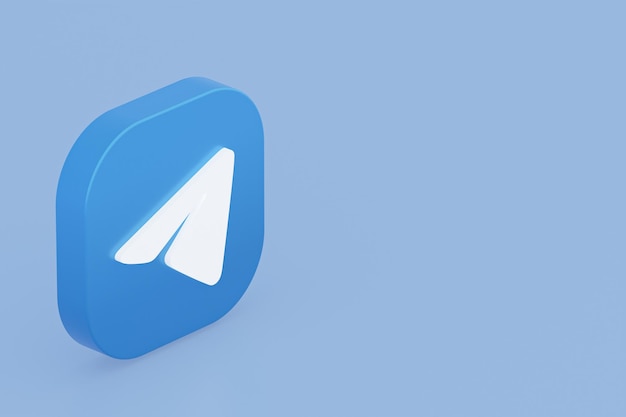 Logo de l'application Telegram rendu 3d sur fond bleu