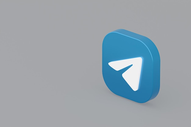 Logo de l'application Telegram rendu 3d sur fond gris