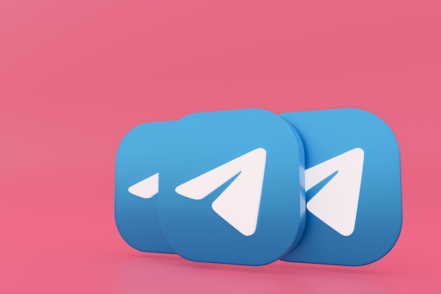 Logo de l'application Telegram rendu 3d sur fond rose