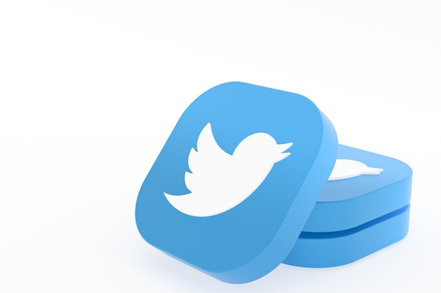 Logo de l'application Twitter rendu 3d sur fond blanc