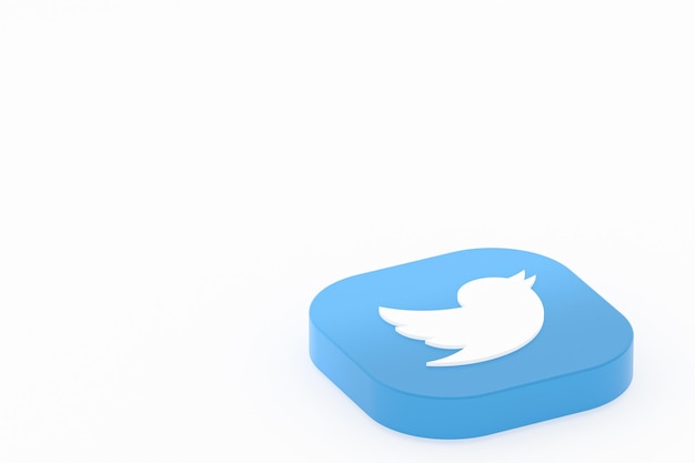 Logo de l'application Twitter rendu 3d sur fond blanc