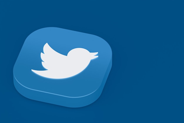 Logo de l'application Twitter rendu 3d sur fond bleu