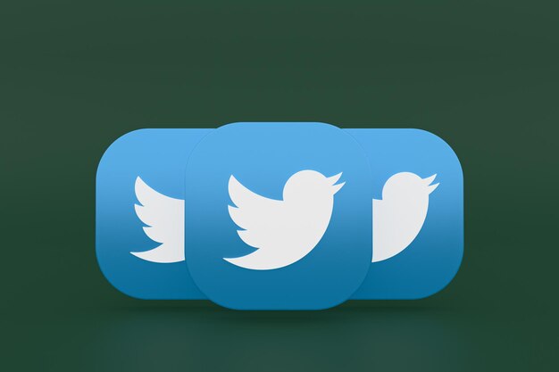 Photo logo de l'application twitter rendu 3d sur fond vert