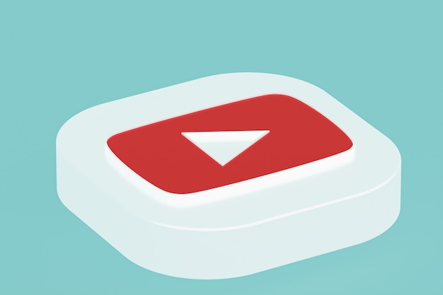 Logo de l'application Youtube rendu 3d sur fond bleu