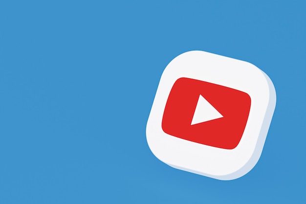 Logo de l'application Youtube rendu 3d sur fond bleu