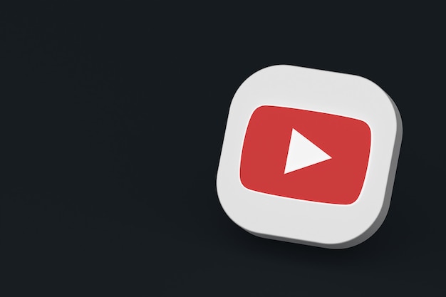 Logo de l'application Youtube rendu 3d sur fond noir