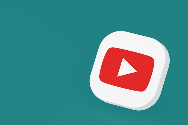 Logo de l'application Youtube rendu 3d sur fond vert