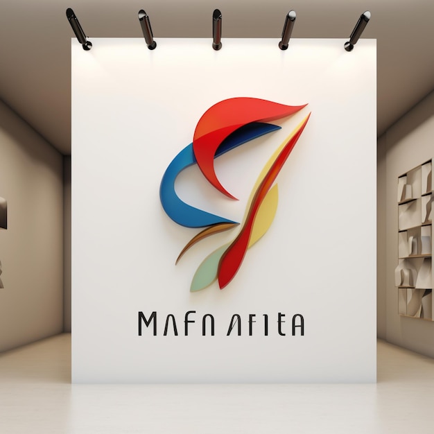 logo arafia sur un mur dans une pièce avec une étagère générative ai