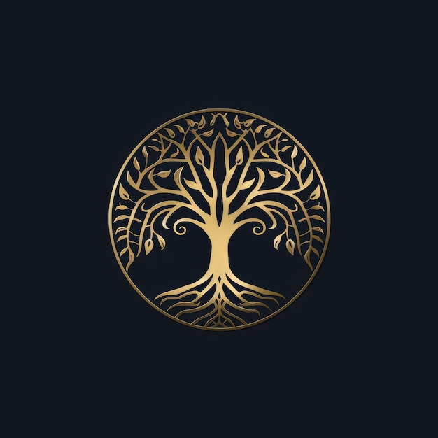 Photo logo de l'arbre doré de la sagesse généré par l'ia
