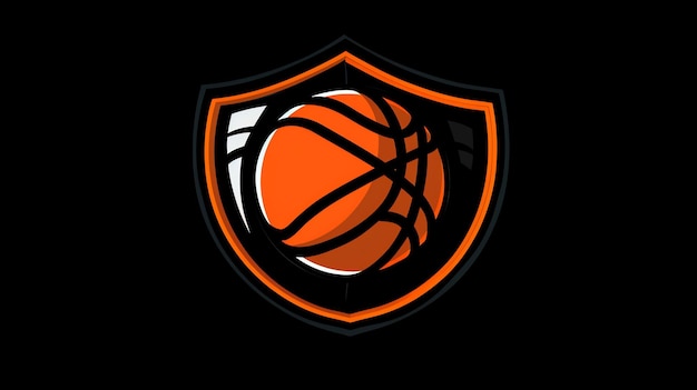 Un logo de basket-ball avec un dessin de bouclier