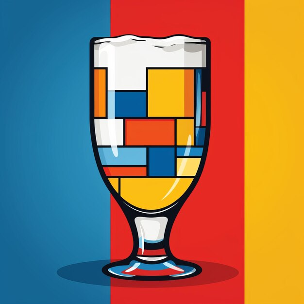 Logo belge Witbier vibrant avec une composition cubiste