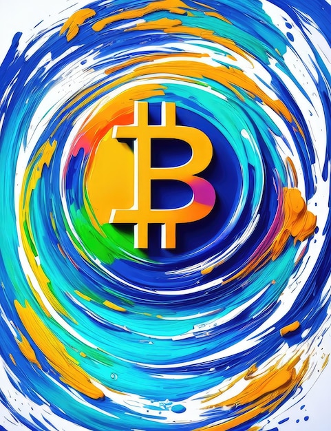 Logo Bitcoin en différentes couleurs Éclats colorés AI générative