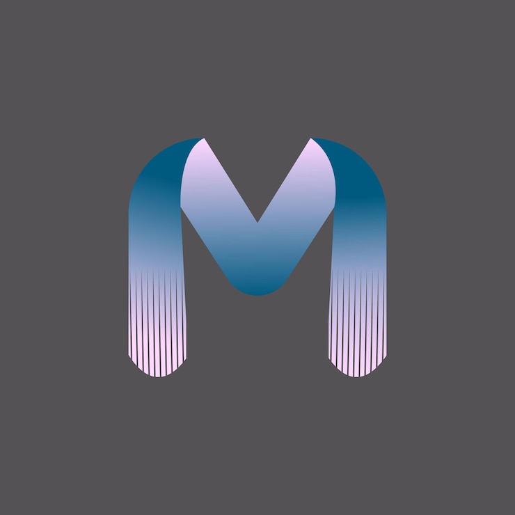 Photo un logo bleu et blanc avec la lettre m dessus
