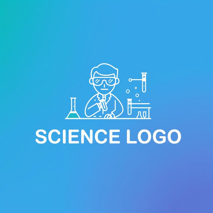 Photo un logo bleu et vert avec un dessin d'un logo scientifique