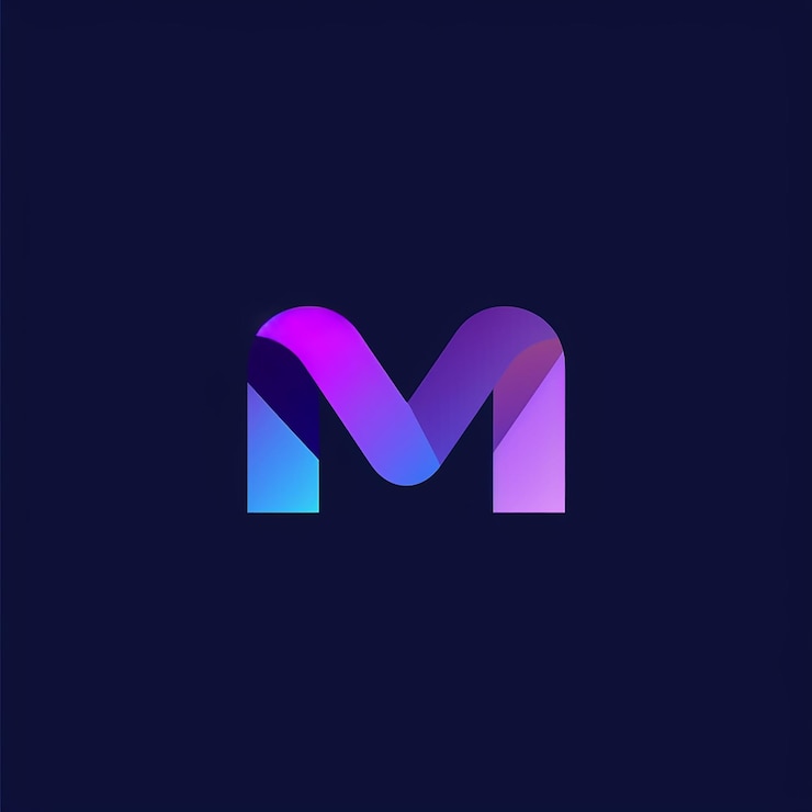 Photo un logo bleu et violet avec la lettre m dessus