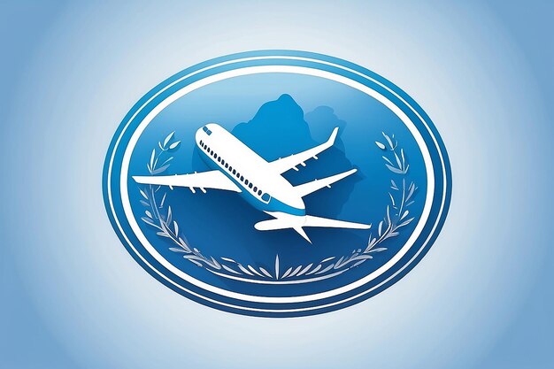 Logo bleu de voyage et d'avion