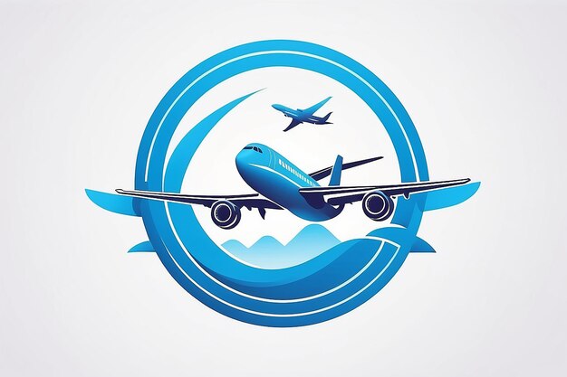 Logo bleu de voyage et d'avion