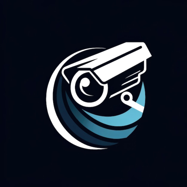 Photo le logo de la caméra de surveillance moderne en bleu et noir