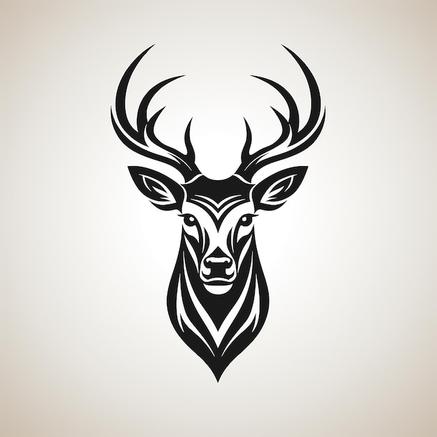 logo de cerf vecteur minimal avec des cornes sur un solide