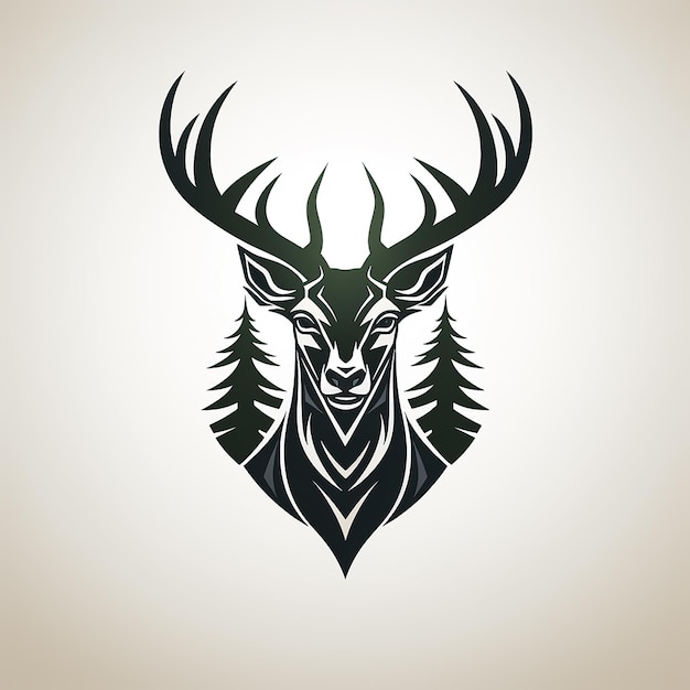 logo de cerf vecteur minimal avec des cornes sur un solide