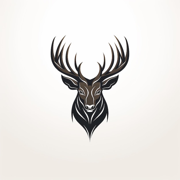 logo de cerf vecteur minimal avec des cornes sur un solide