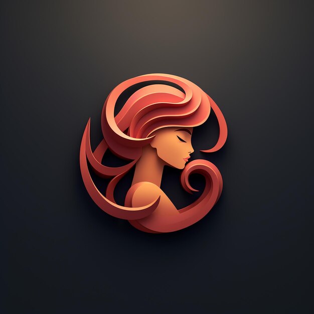 un logo de cheveux féminins 3D élégant