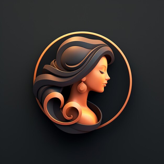 Photo un logo de cheveux féminins 3d élégant