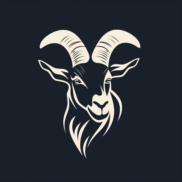 Photo logo de chèvre minimaliste avec une forte expression faciale