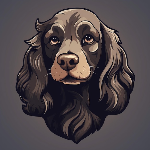 Photo logo de chien à poil de cocker spaniel anglais vintage mascotte de dessin animé à vecteur plat