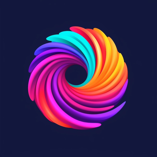 Un logo circulaire plat et très simple avec un dégradé multi-design sur un fond coloré