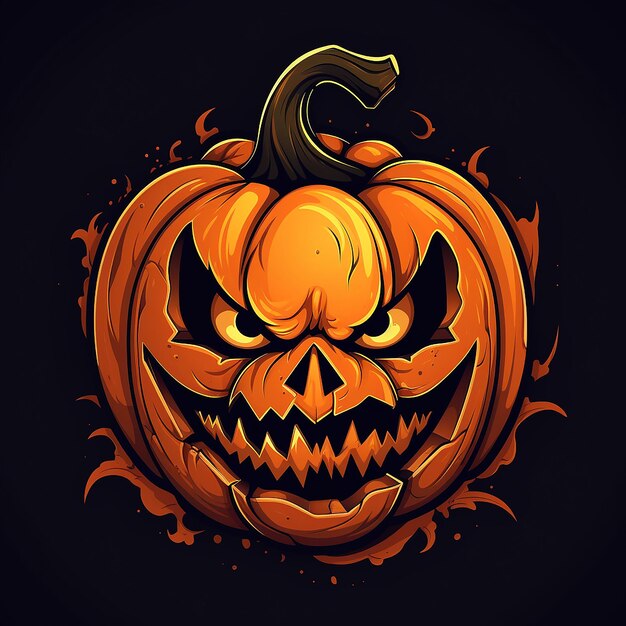 Le logo de la citrouille d'Halloween effrayant et amusant